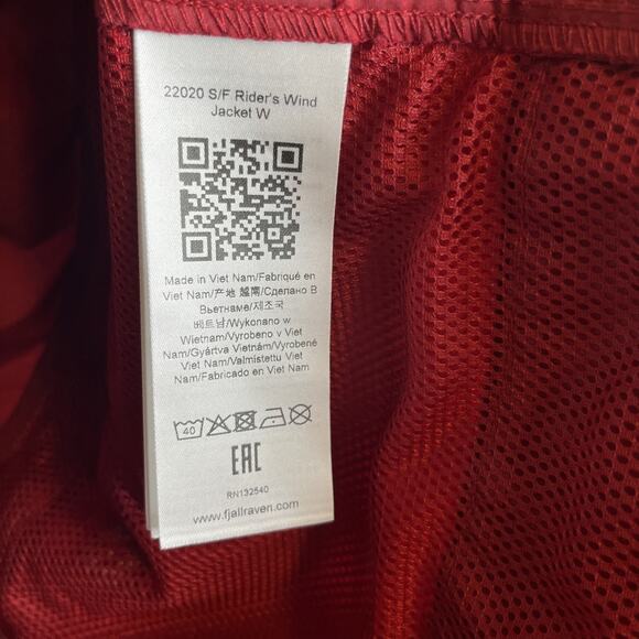 Fjallraven Specialized Riders Wind Jacket Womens Small Pomegranate Red *Tny Flaw - Picture 13 of 16